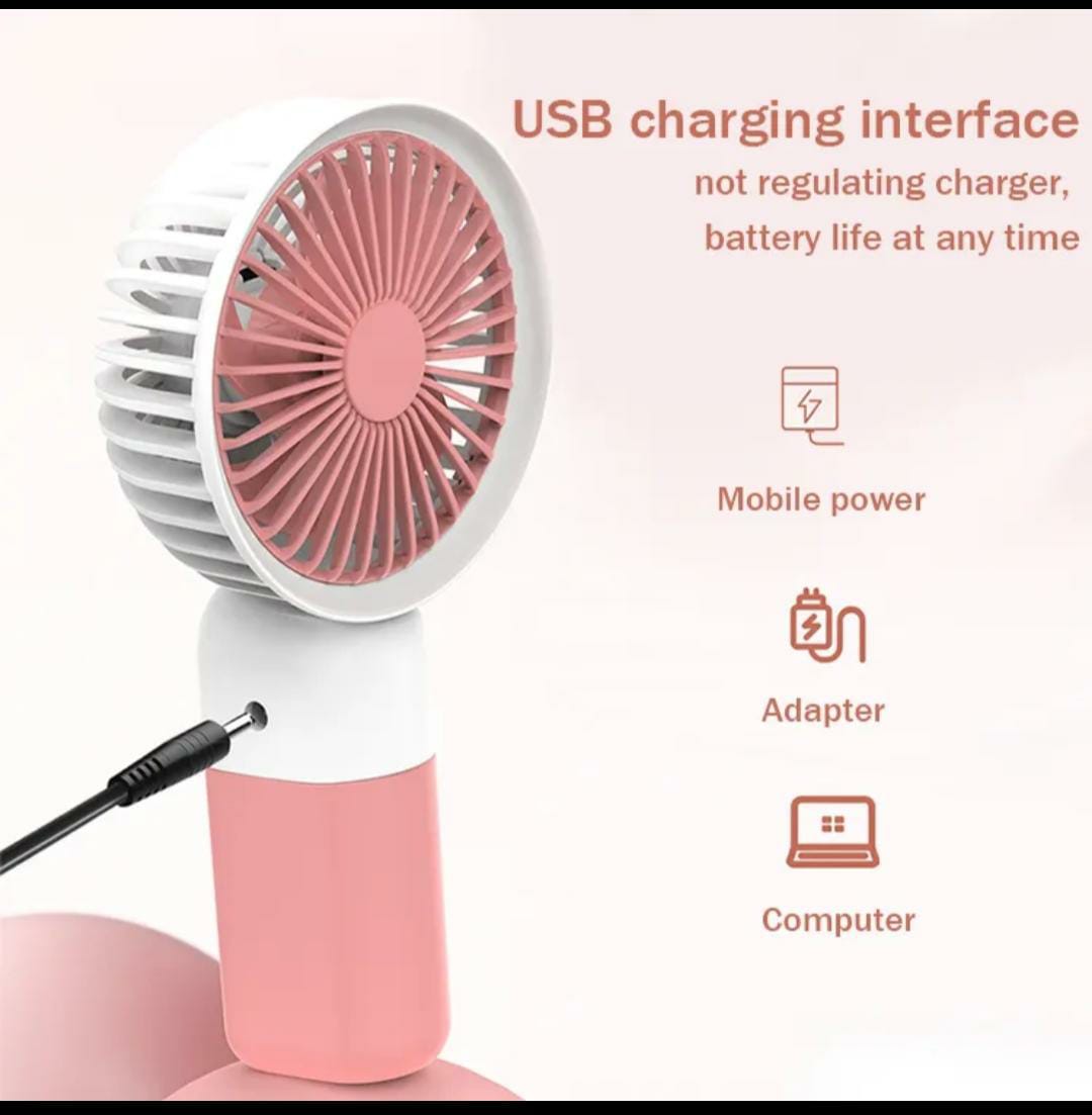 Hand held mini fan with mobile stand