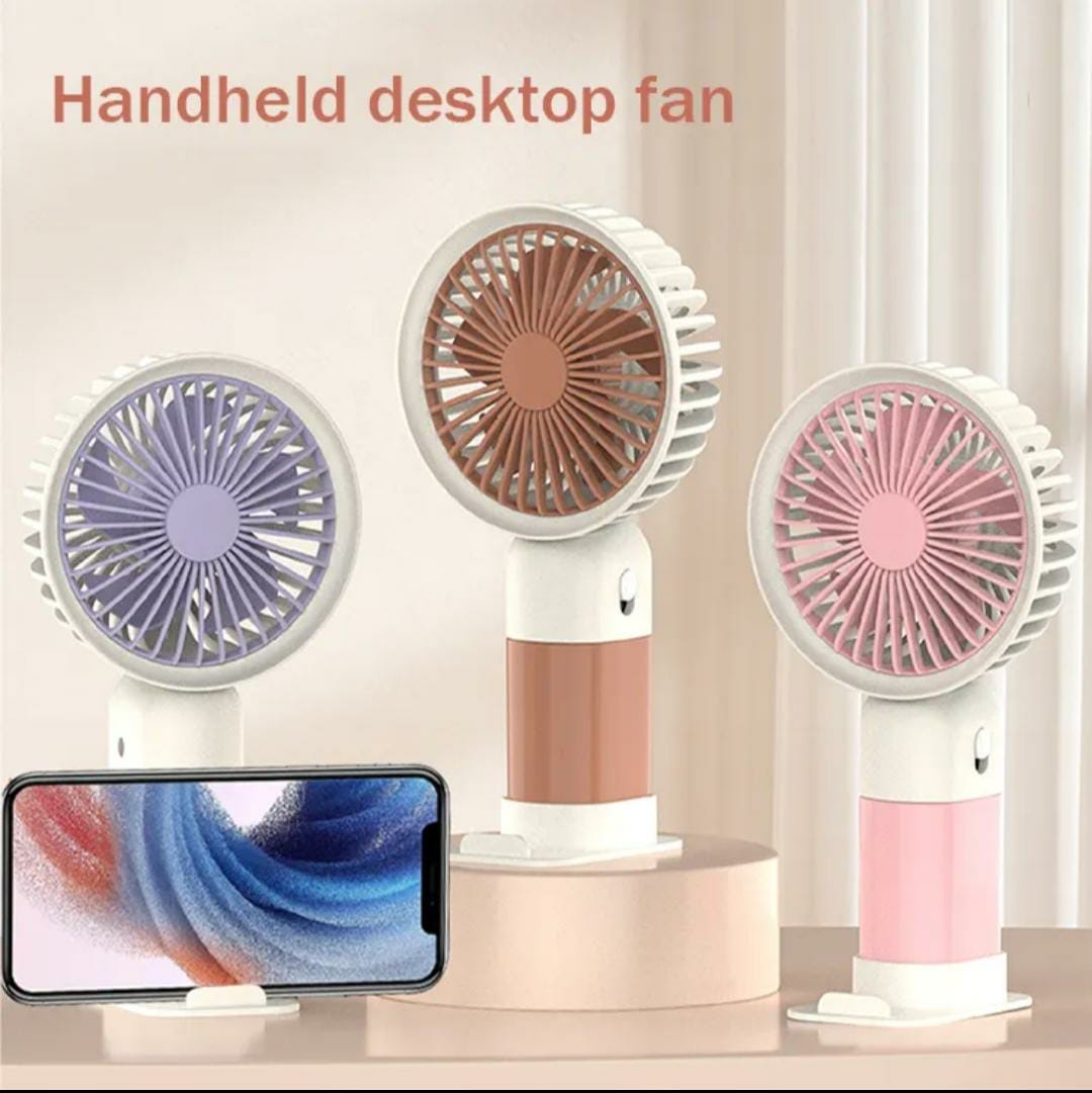 Hand held mini fan with mobile stand