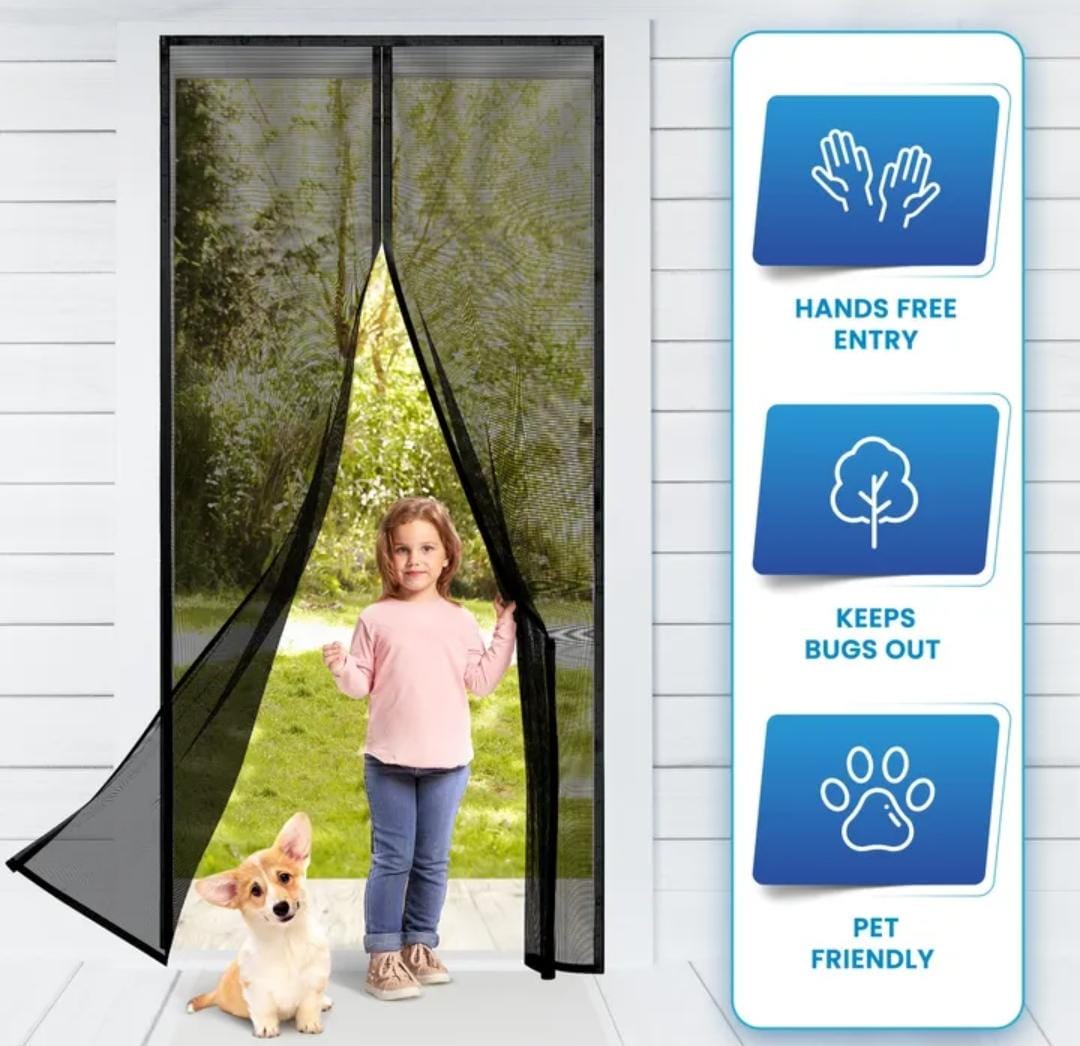 Magic mesh magnetic screen door