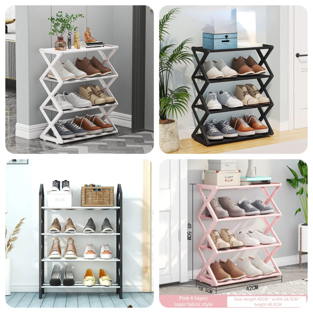 Zig zag 4 layer shoe rack
