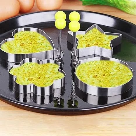 4 Pack Stainless Steel Egg mold different shapes