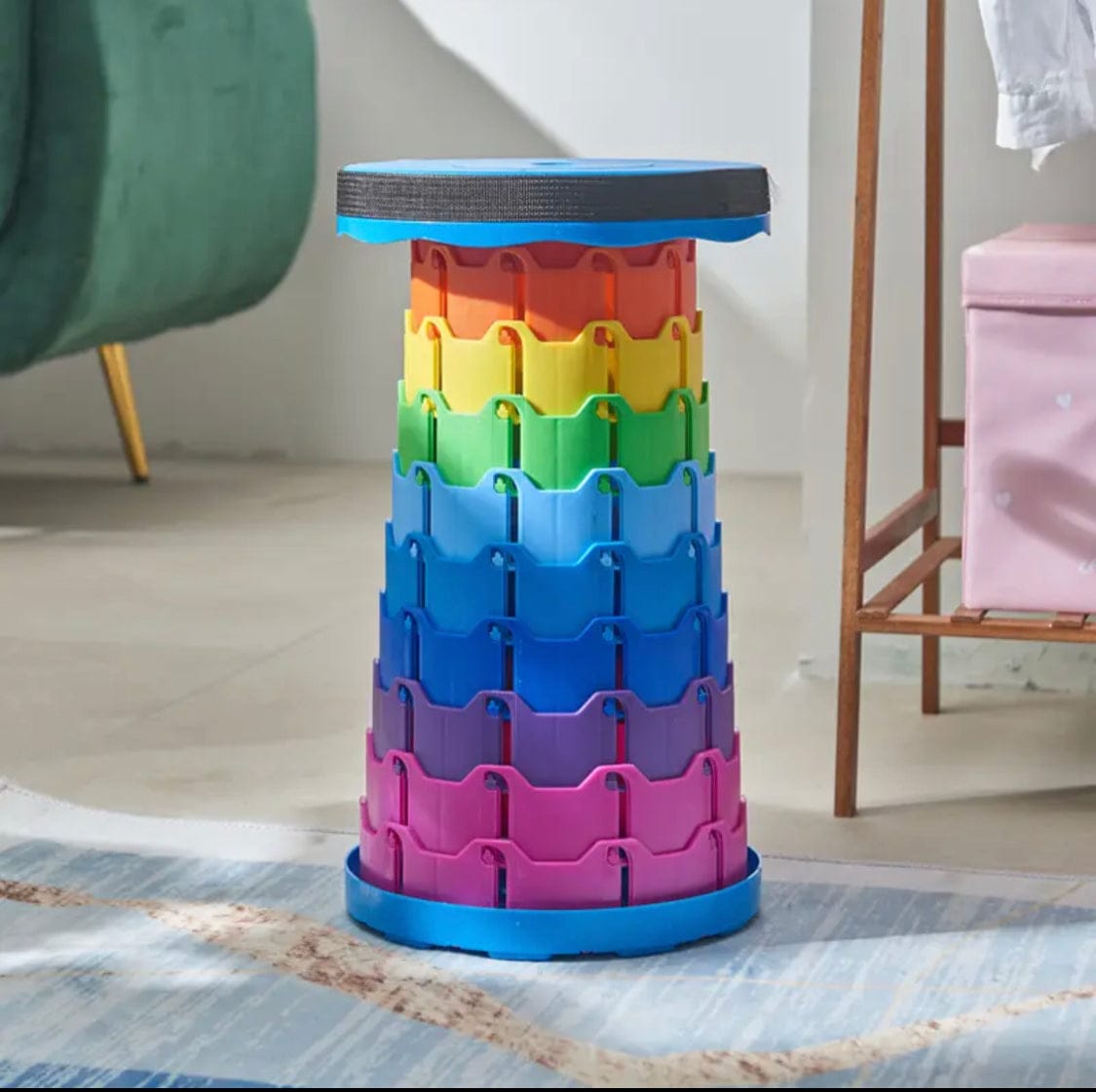 Telescopic folding stool