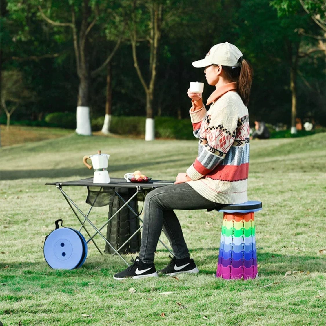 Telescopic folding stool