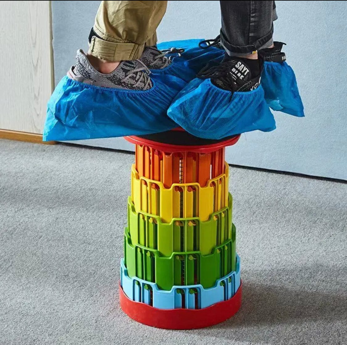Telescopic folding stool