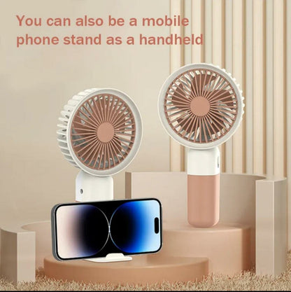 Hand held mini fan with mobile stand