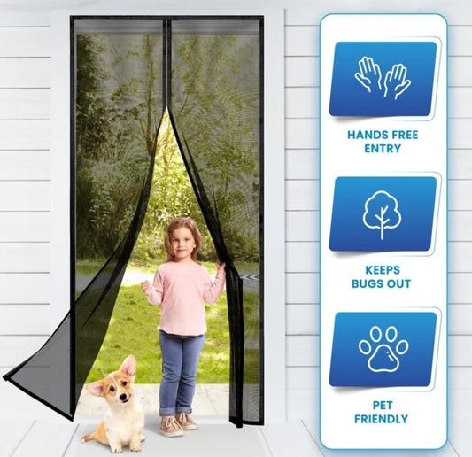 Magic mesh magnetic screen door