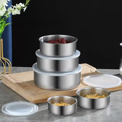 5Pcs Stainless Steel Mixing Bowls With Lid Stackable Fresh-Keeping Storage Bowl