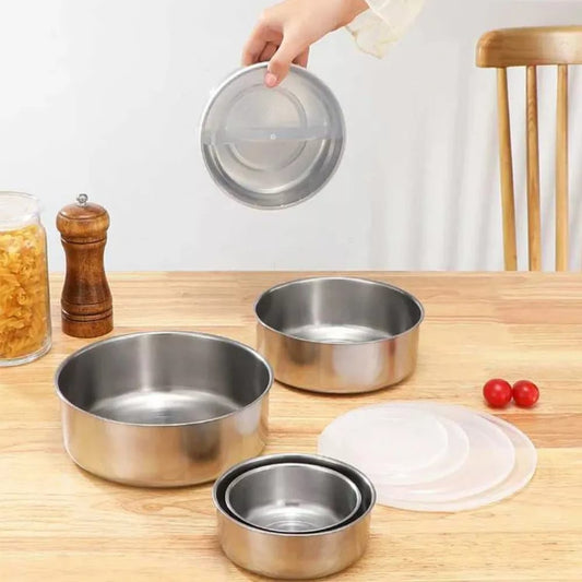 5Pcs Stainless Steel Mixing Bowls With Lid Stackable Fresh-Keeping Storage Bowl