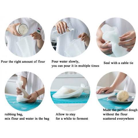Silicone dough kneading bag