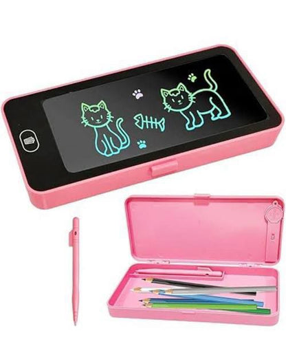 Pencil box with multi colour kids writing tablet