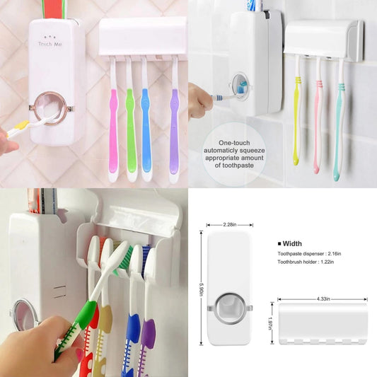 Toothpaste Dispenser With Toothbrush Holder