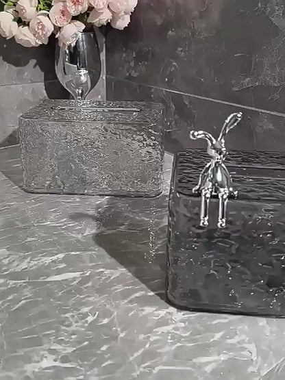Luxury crystal ispired tissue box with elegant bunny exent